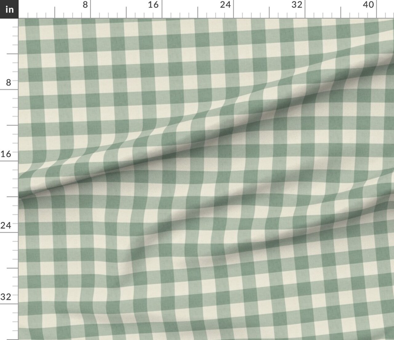 Rustic Country Farmhouse Primitive Gingham Check Plaid Picnic Cottagecore Classic Traditional Modern Farmhouse Soft Texture Spring Green Sage Custom Printed Fabric by Spoonflower Various Fabrics by the Yard or Fat Quarter